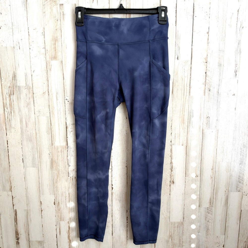 Lululemon Pant Sz 4 Blue Invigorate High-Rise Tight 25" Diamond Dye Naval Blue